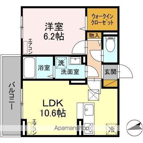 DーROOM弁天3丁目 B(1LDK/1階)の間取り写真