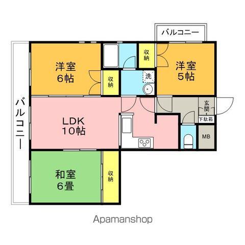 ナガラアンクレー(3LDK/4階)の間取り写真