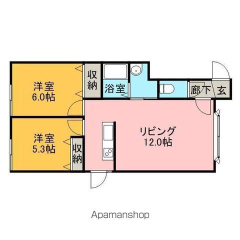 サンライズ新琴似615(2LDK/2階)の間取り写真