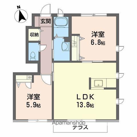 シャーメゾン秋桜(2LDK/1階)の間取り写真