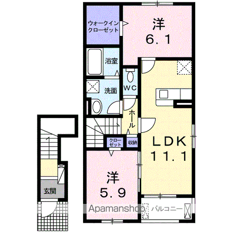 アベリア A(2LDK/2階)の間取り写真