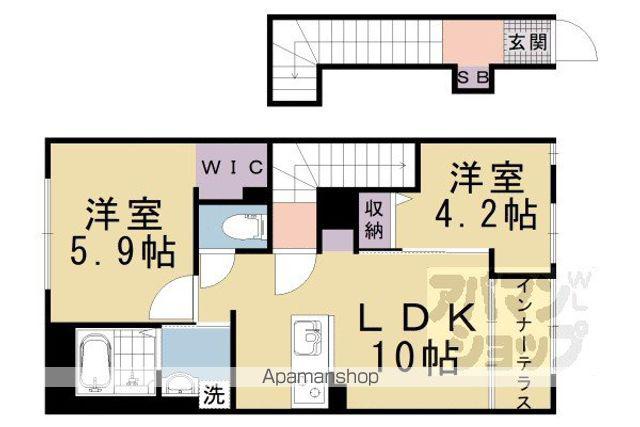 京都市山科区椥辻アパート(2LDK/2階)の間取り写真