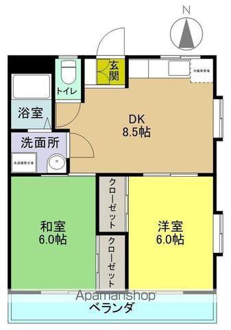 グロリアハイツA(2DK/2階)の間取り写真