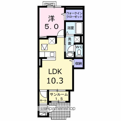 信越本線 越後石山駅 徒歩14分 2階建 新築(1LDK/1階)の間取り写真