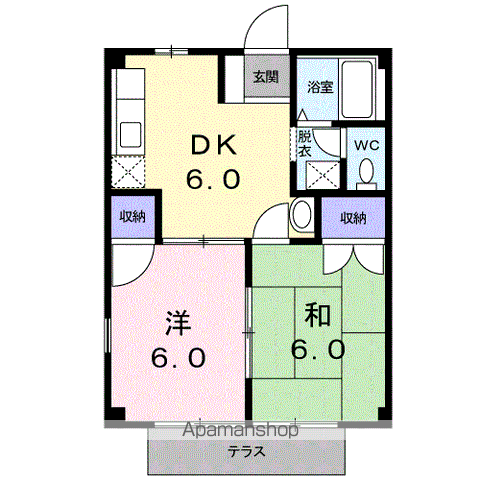 アムール21(2DK/1階)の間取り写真