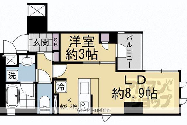 ローレルアイ京都四条大宮(1LDK/6階)の間取り写真