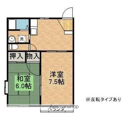 コーポおおとり(2DK/2階)の間取り写真