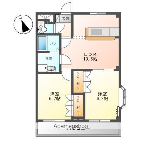 グランヴィレッジK(2LDK/2階)の間取り写真