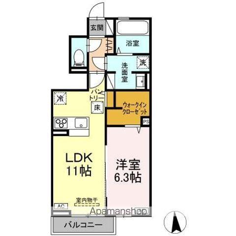 セレスティア鳴神(1LDK/1階)の間取り写真