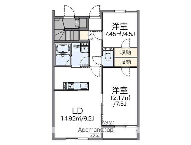 レオネクストペリドⅠ(2LDK/1階)の間取り写真