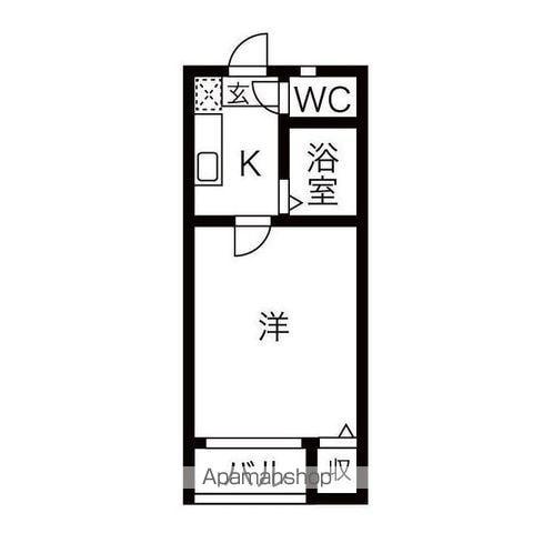 ペルカルロ(1K/1階)の間取り写真