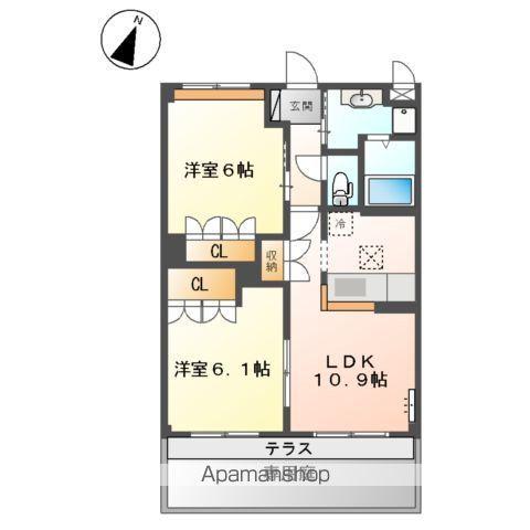 グランピエールA棟(2LDK/1階)の間取り写真