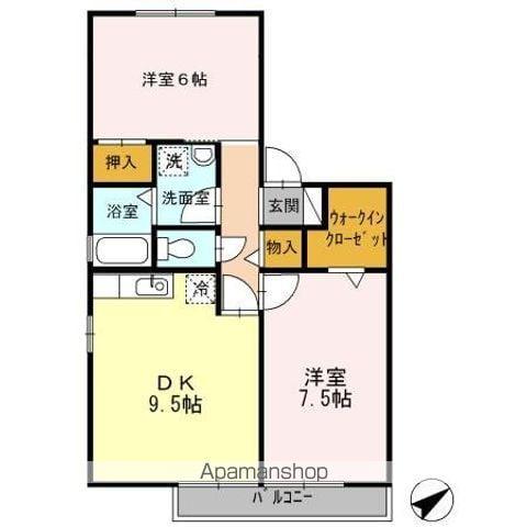 ラハイナ A(2DK/2階)の間取り写真