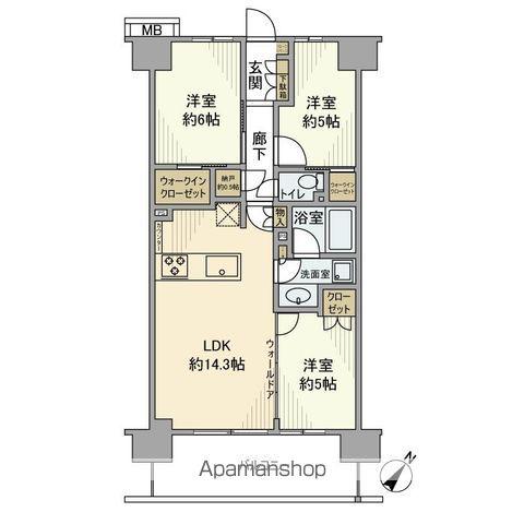 プレシス柏の葉キャンパス(3LDK/6階)の間取り写真