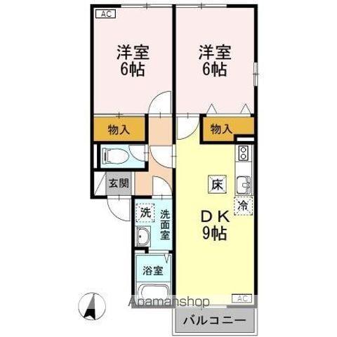 ロイヤルガーデンコートC棟(2DK/1階)の間取り写真