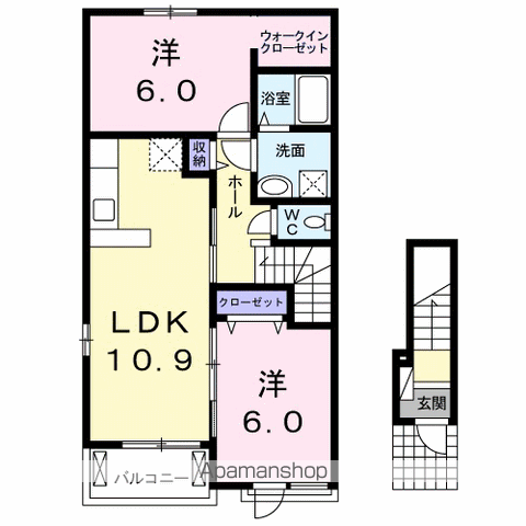 アル カン シェル Ⅱ(2LDK/2階)の間取り写真