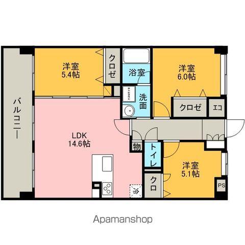 ニューガイア空港通A棟(3LDK/3階)の間取り写真