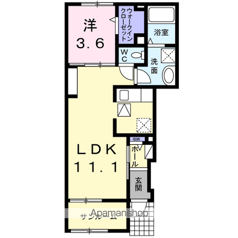 M・FLOWER Ⅰ(1LDK/1階)の間取り写真