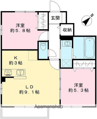 アリビオ A(2LDK/1階)の間取り写真