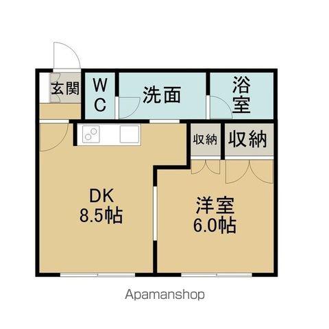 北中央ハイツA棟(1DK/1階)の間取り写真