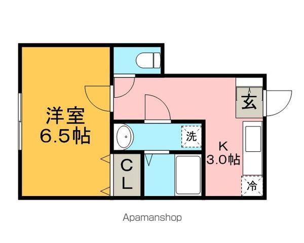 ハイデンレースラインB(1K/1階)の間取り写真