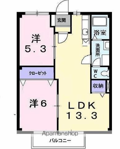 ラールコンホールタベウC(2LDK/1階)の間取り写真