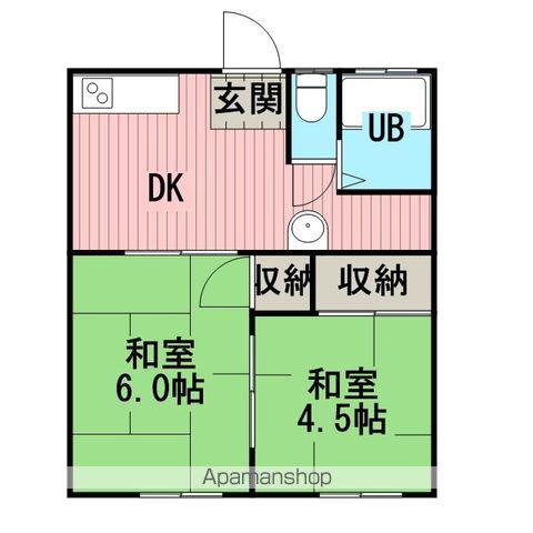 コーポ防長(2DK/2階)の間取り写真