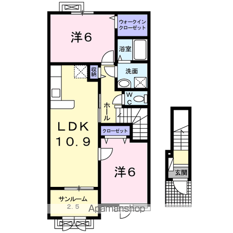 サンライズスクエアⅠ(2LDK/2階)の間取り写真