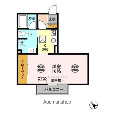 ガーデンヒルズB(1K/1階)の間取り写真