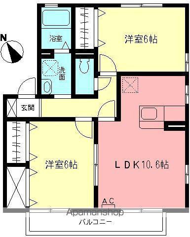 リヴェールK1(2LDK/2階)の間取り写真