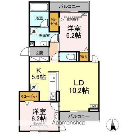 ヴィラパルム(2LDK/3階)の間取り写真