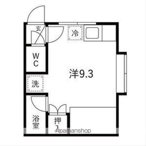 ルミエール川沿B(ワンルーム/1階)の間取り写真