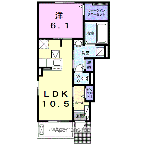 ミレニアポート(1LDK/1階)の間取り写真