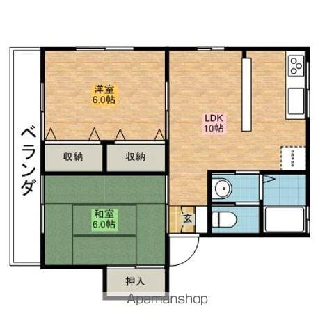 ライジングサンPT1・PT2(2LDK/2階)の間取り写真