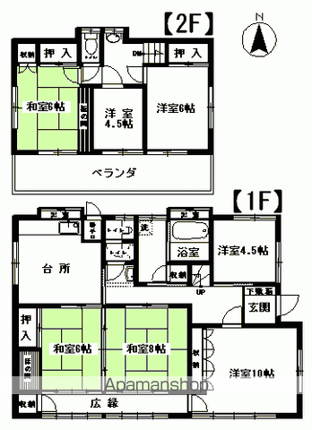 常磐線 いわき駅 バス乗車時間:20分 中山新店バス停で下車 徒歩7分 2階建 築50年(7DK)の間取り写真