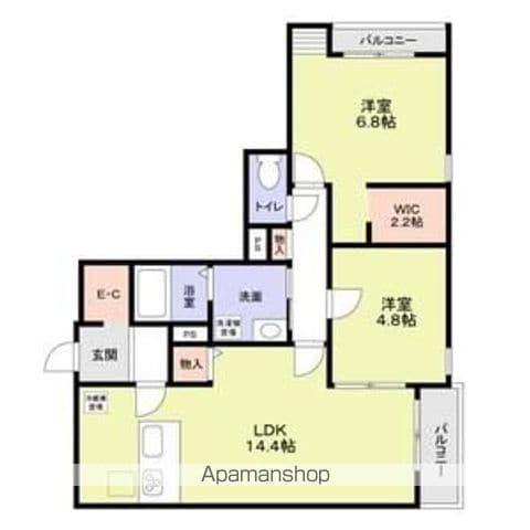 ヒンメルブラウ 野方(2LDK/1階)の間取り写真