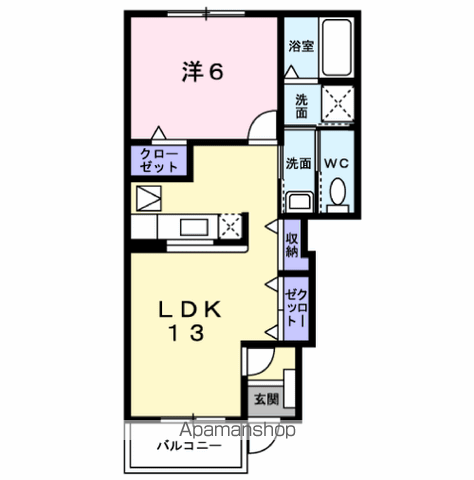 モジョ・コロレC(1LDK/1階)の間取り写真