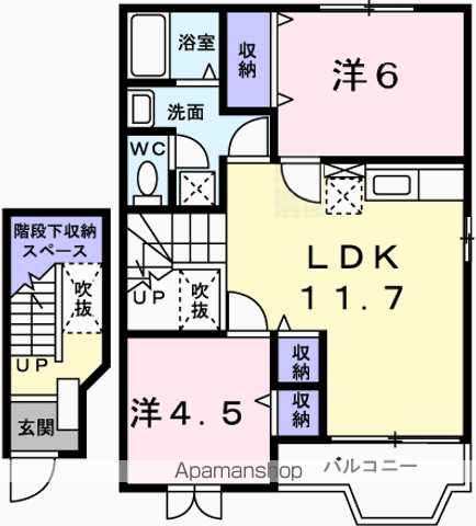 グリーンヒルズⅡ(2LDK/2階)の間取り写真