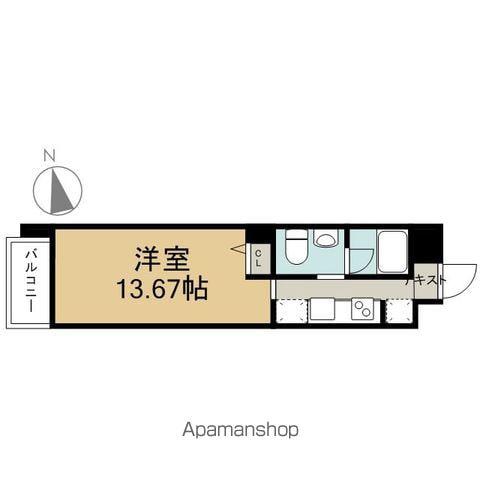 カスタリア伏見(1K/2階)の間取り写真
