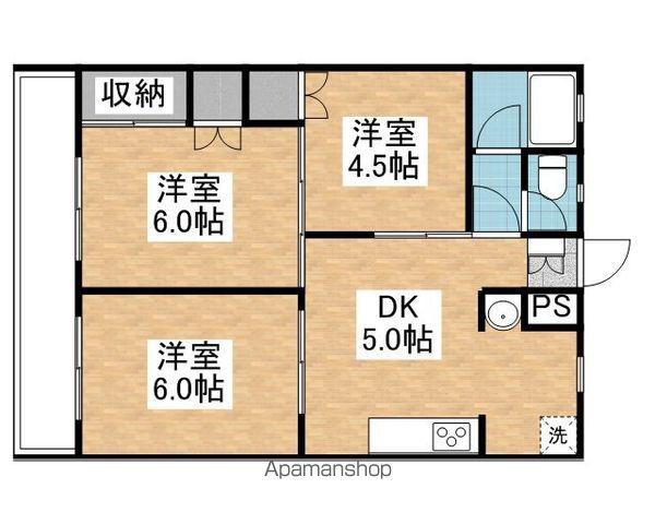 第2作賑マンション(3DK/5階)の間取り写真