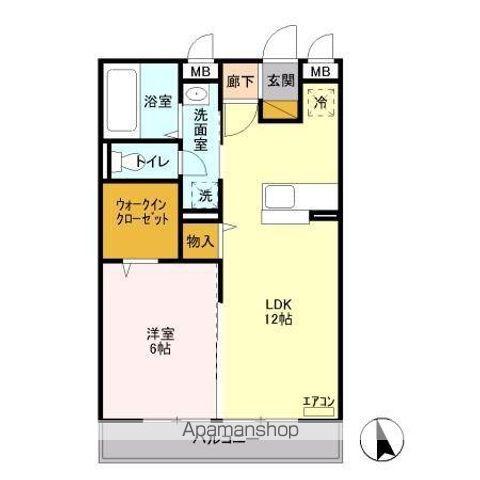 サニーウエル(1LDK/3階)の間取り写真