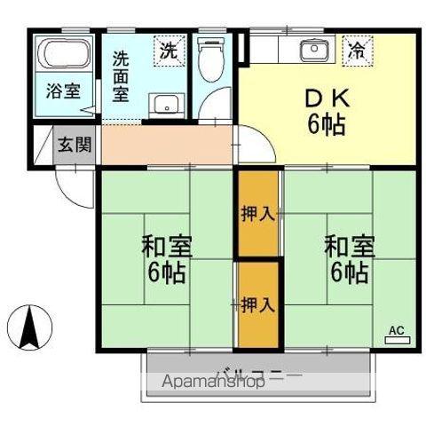 コーポかねともB棟(2DK/2階)の間取り写真