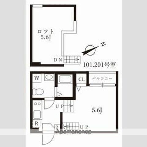 プラット(1K/1階)の間取り写真
