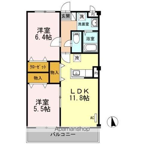 Dクレスト(2LDK/1階)の間取り写真