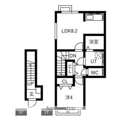 AZUR SOLAIRE (1LDK/2階)の間取り写真