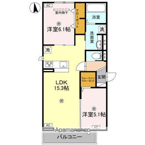 パサログランデ中安井(2LDK/3階)の間取り写真