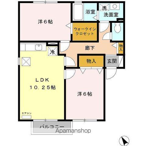 フローレス・リーベAB(2LDK/2階)の間取り写真