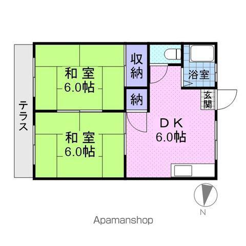 コーポ・ベル(2DK/1階)の間取り写真