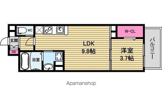 アーバネックス心斎橋2(1LDK/7階)の間取り写真