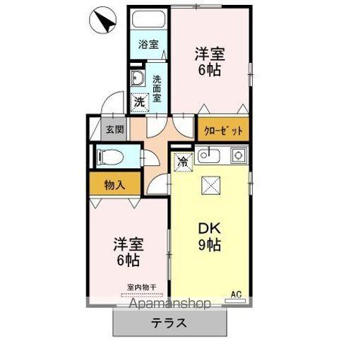 メルベーユプレイス(2DK/1階)の間取り写真